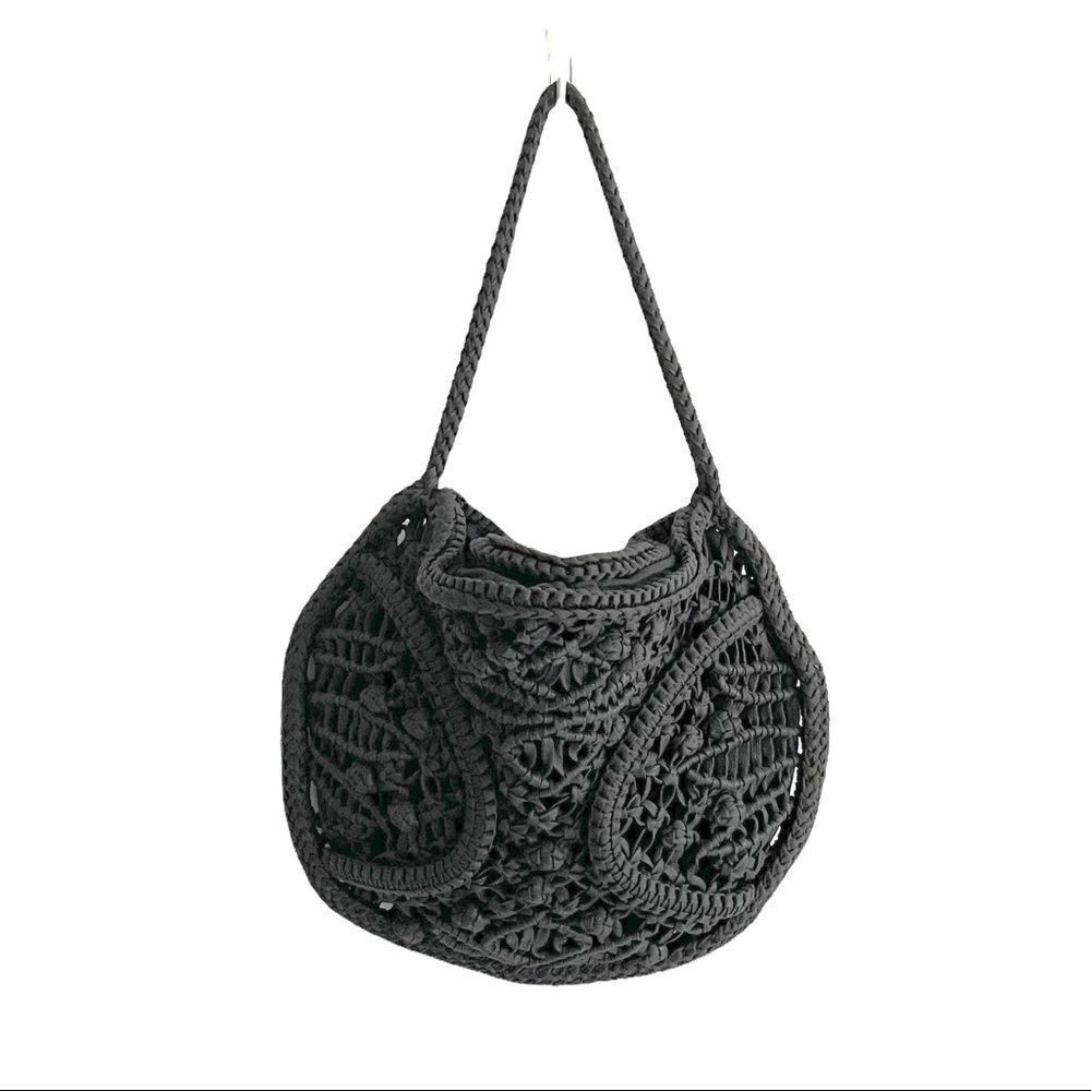 MADE On Earth For David & Scotti Boho Macramé Bag Purse Black - Picture 3 of 11
